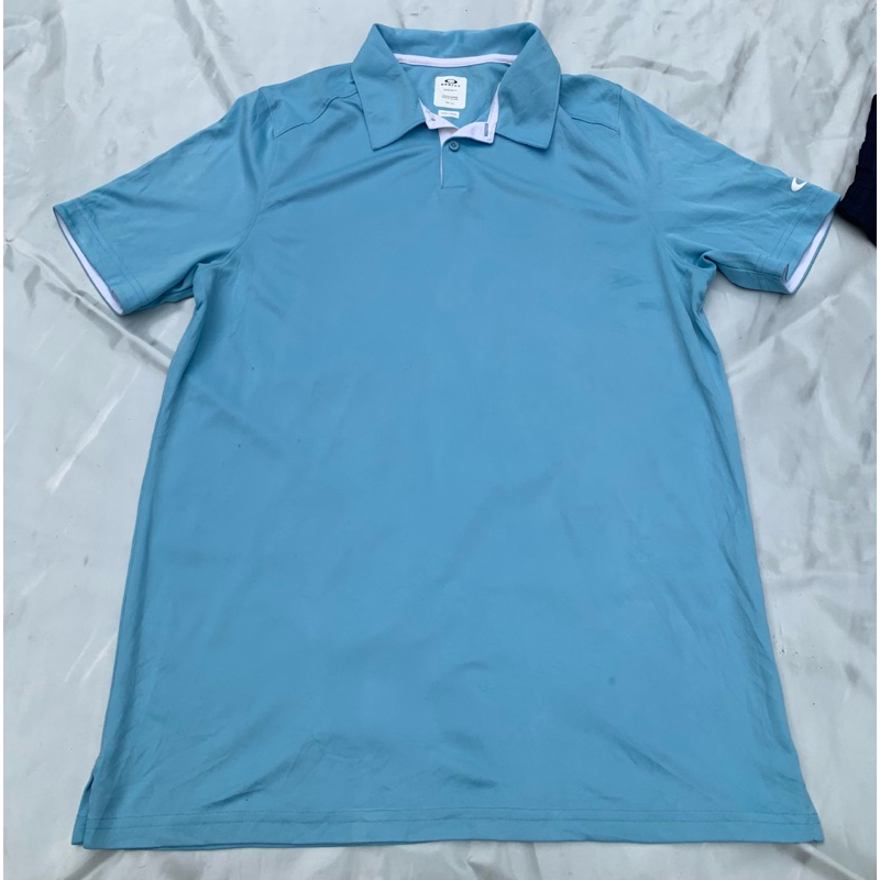 เสื้อกีฬาคอปก แขนสั้น สีฟ้า oakley 9
