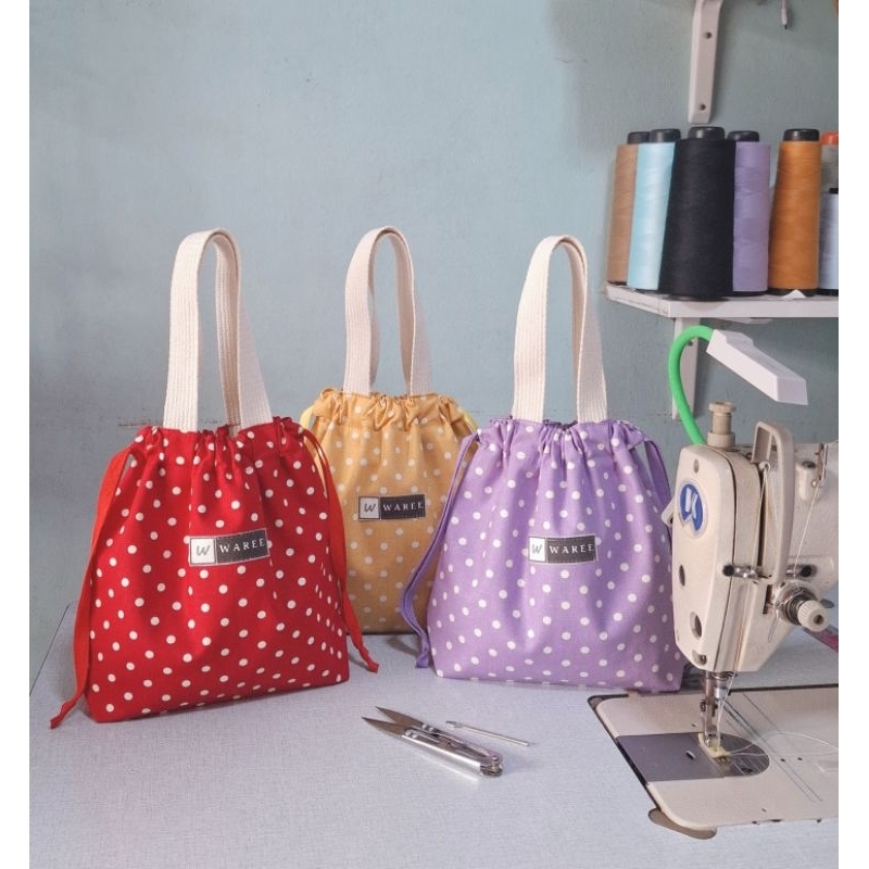 กระเป๋าผ้าแคลวาส(แบบถือหูรูด)ผ้าหนา