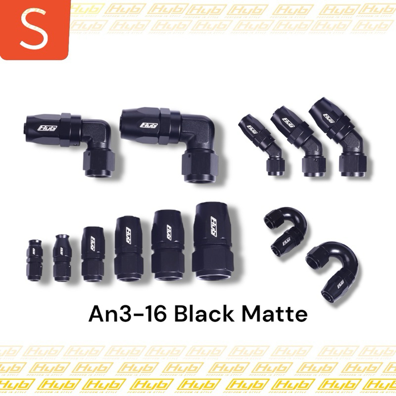 HYB Black Matte AN3-16 (ตรง,45,90,150,180องศา)ฟิตติ้งสีดำล้วน ราคากลางจาก  HYB Official สินค้าคุณภาพ
