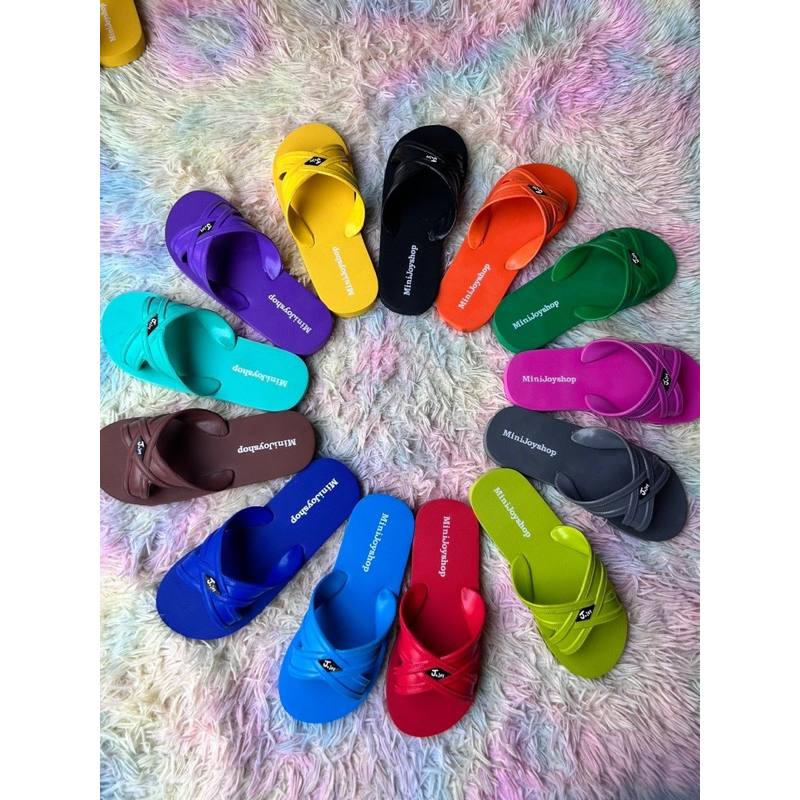 รองเท้าแตะทูโทน แบบสวม (สีล้วน)