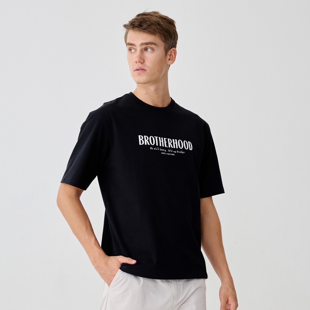 Dapper x Khaki Bros - Round neck T-shirt Relax Fit - เสื้อยืดคอกลม ทรง Relax Fit - DAMKR_BK_2007KB