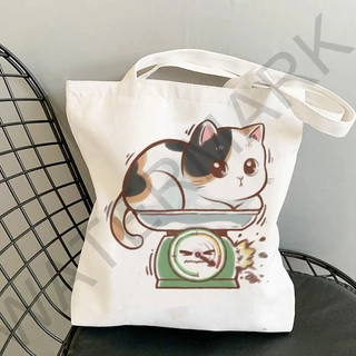 กระเป๋าผ้า มินิมอล 10 ลายแมว ขนาด 34*37cm Tote Bag TT-127