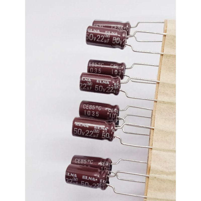 (แพ็ค7ตัว) คาปาซิเตอร์  22uf 50V. 85C° ขนาด 5×11mm. Capasitor 22uf/50V. พร้อมส่ง