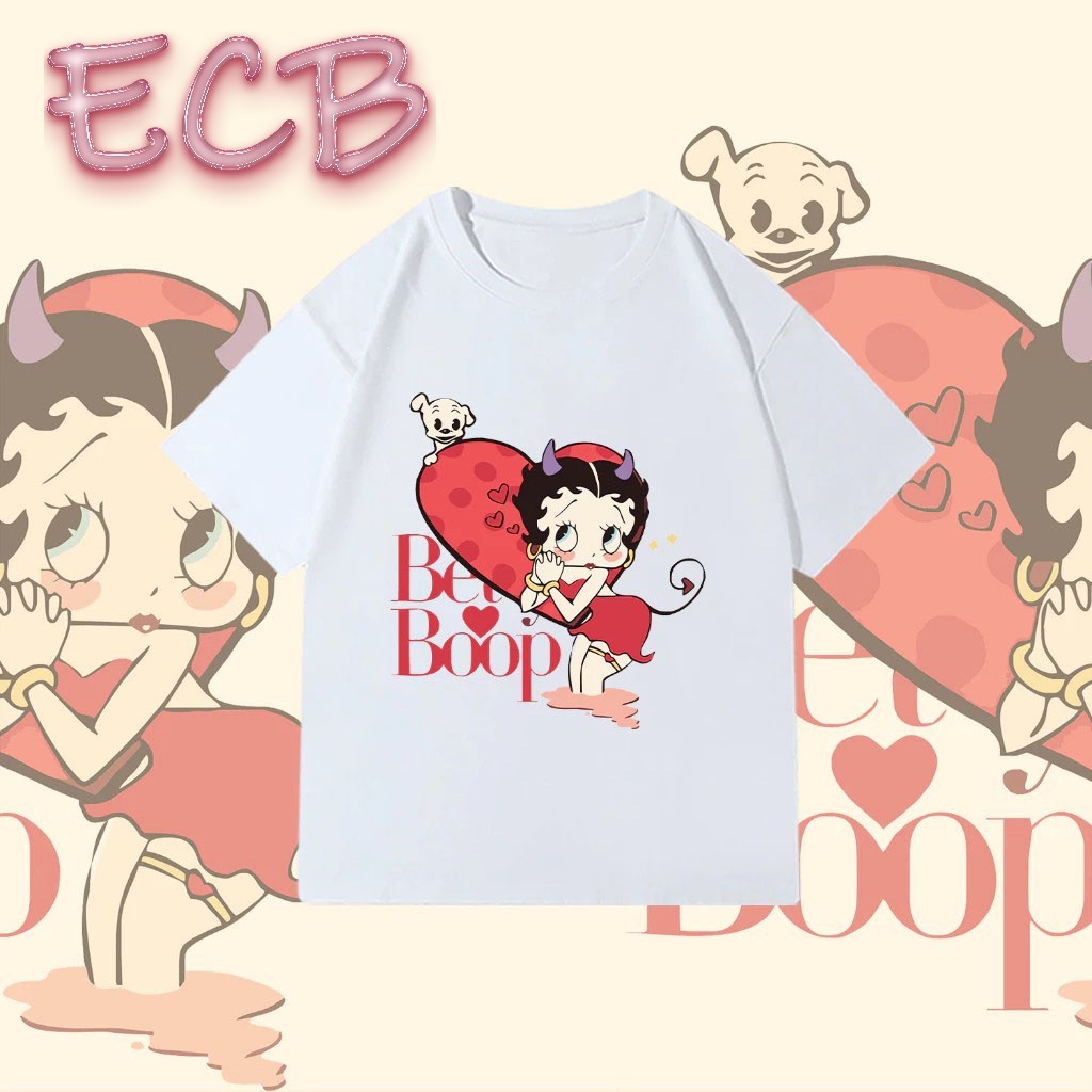 💗พร้อมส่ง💗เสื้อยืดผ้าคอตตอน 😊 เสื้อยืด summer betty boop ขอร้อง✨cotton S--3XL ECB