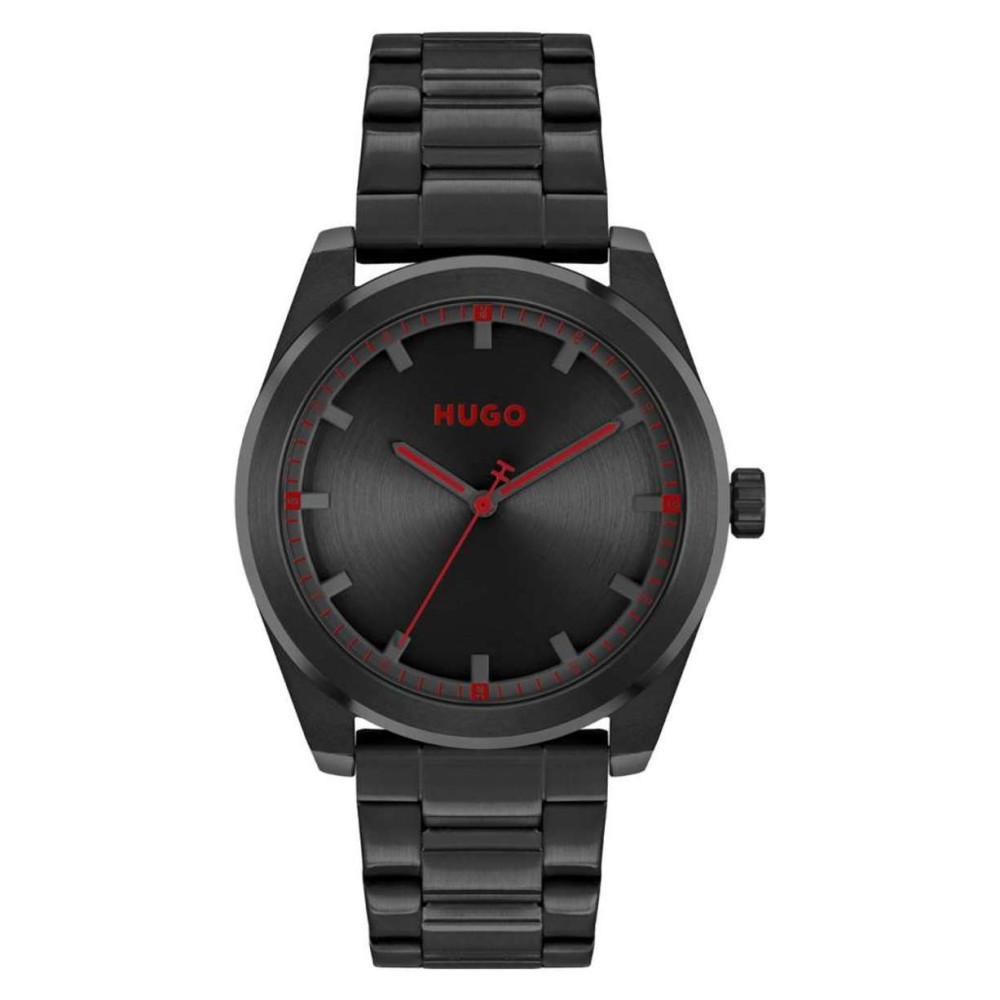 นาฬิกา   HUGO BOSS MENS' 1530353 CHASE QUARTZ BLACK/RED DIAL STASINLESS STEEL WATCH 42 MM  พร้อมกล่อ