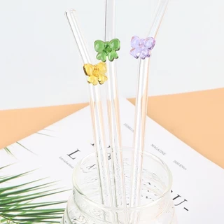 (พร้อมส่ง)💖หลอดแก้วประดับโบว์ หลอดโบว์ หลอดดื่มแบบใช้ซ้ำได้ 1 ชิ้น 8 มม.