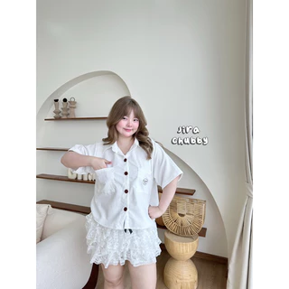 (มีสตอคพร้อมส่ง/ส่งด่วน💥) (JR) Mori Shirt🧸🍪🧺 เสื้อเชิ้ตลูกฟูกกระดุมกลมปักcuteness in you สาวอวบไซส์ใหญ่ (อกหน้าผ้า50)