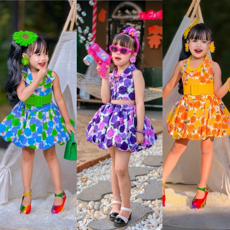 ชุดลายดอก🌼 กระโปรงบอลลูนน่ารักๆ สีสันสดใส่ เหมาะกับซัมเมอร์สุดๆ ต้อนรับสงกานต์💦แบบน่ารักๆ
