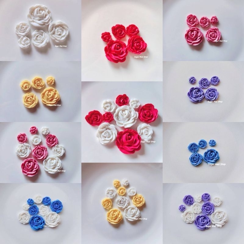 🌹กัมเพสดอกกุหลาบ คละขนาด จำนวน10ดอก🌹น้ำตาลกัมเพส Valentine ตกแต่งเค้ก คัพเค้ก เบเกอรี่ต่างๆ ทานได้นะคะ