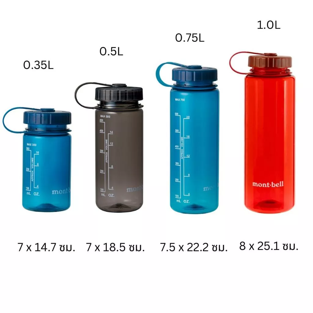 Montbell ขวดน้ำ น้ำหนักเบา ปลอดสาร BPA รุ่น 1124815,1124816,1124817,1124818 Clear Bottle