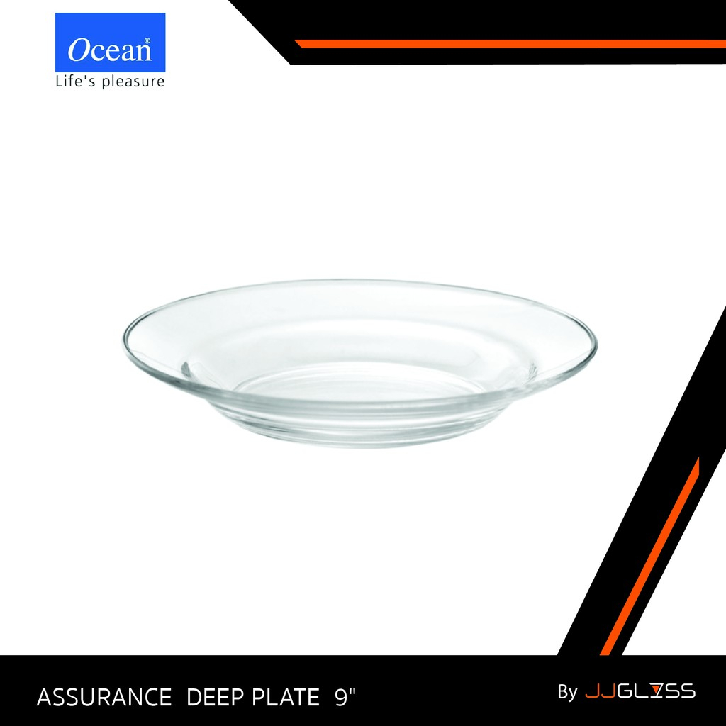 JJGLASS - (Ocean)  P00304 Deep Plate 9  -  จานแก้วลึก เนื้อใส ลายคริสตัส เหมาะสมหรับให้อาหารและของกินเล่น