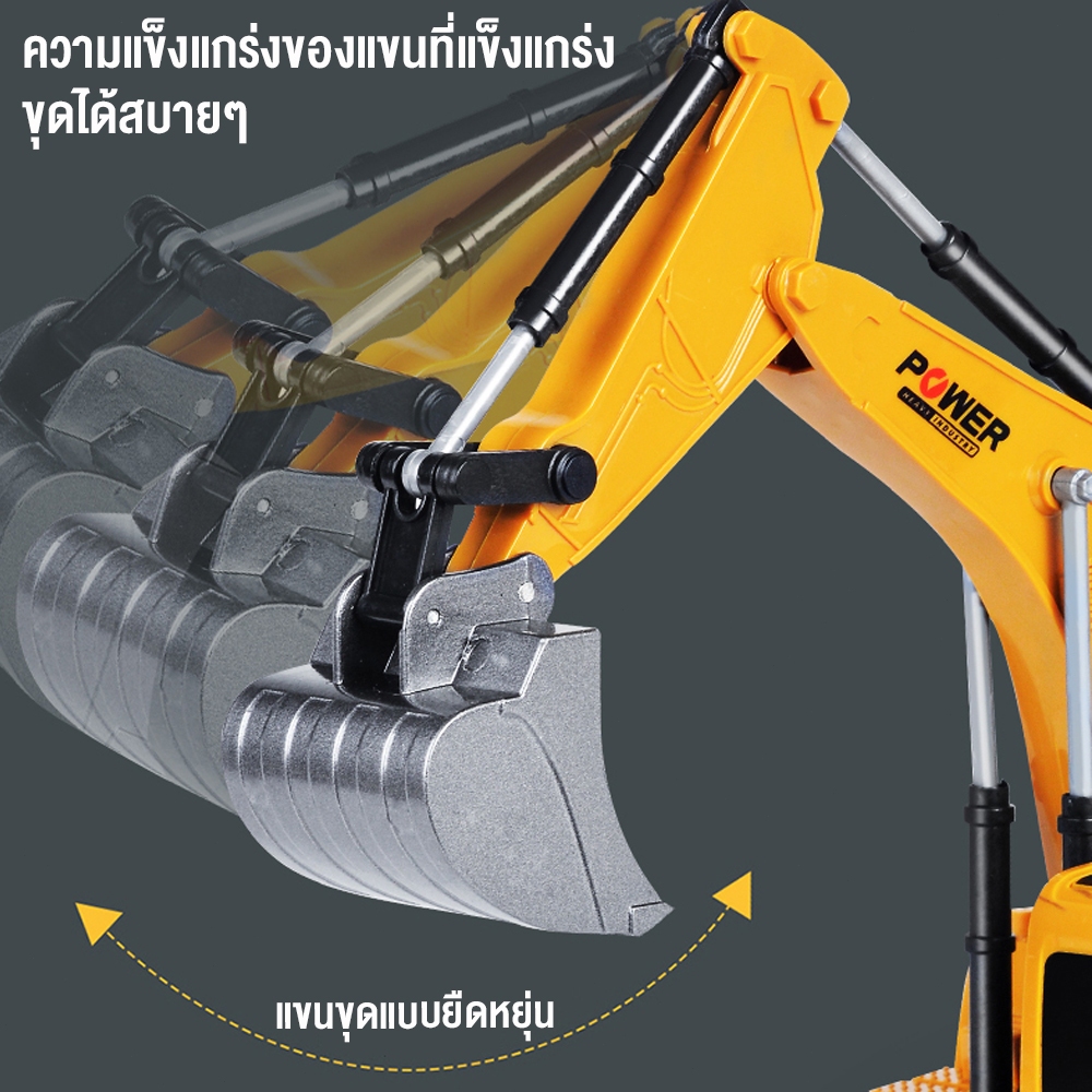 GigaZone รถขุดบังคับ รถแม็คโครบังคับ2.4G รถบังคับวิทยุ มีแสงไฟและเสียงดนตรี รถขุดล้อแม็ก