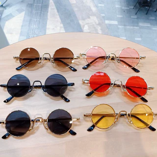 มีส่งด่วน 🇹🇭 แว่นตาเด็ก แว่นแฟชั่นเด็ก แว่นตากันแดดเด็ก ป้องกัน UV400 ทรงกลมวินเทจ