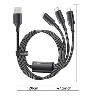 ESSAGER สายชาร์จ Type C Micro Ios Fsat 3 In 1 สําหรับ Huawei Samsung 7A 100W JJ01/JJ03