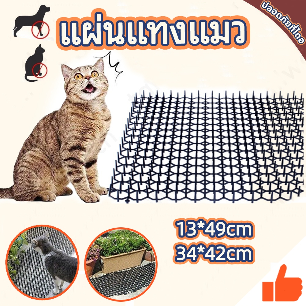 🙀แผ่นแทงแมว🐶 แผ่นหนามไล่แมว หนามไล่สุนัข ยางหนามแมวขนาดใหญ่ 34*42cm หนามไล่แมว หนามกันแมว แผงกันแมว