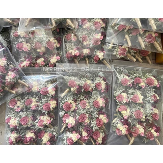 พร้อมส่ง!! ช่อดอกไม้ติดอก เข็มกลัดติดอกดอกไม้แห้ง โทนสีกะปิเข้มและกะปิอ่อน