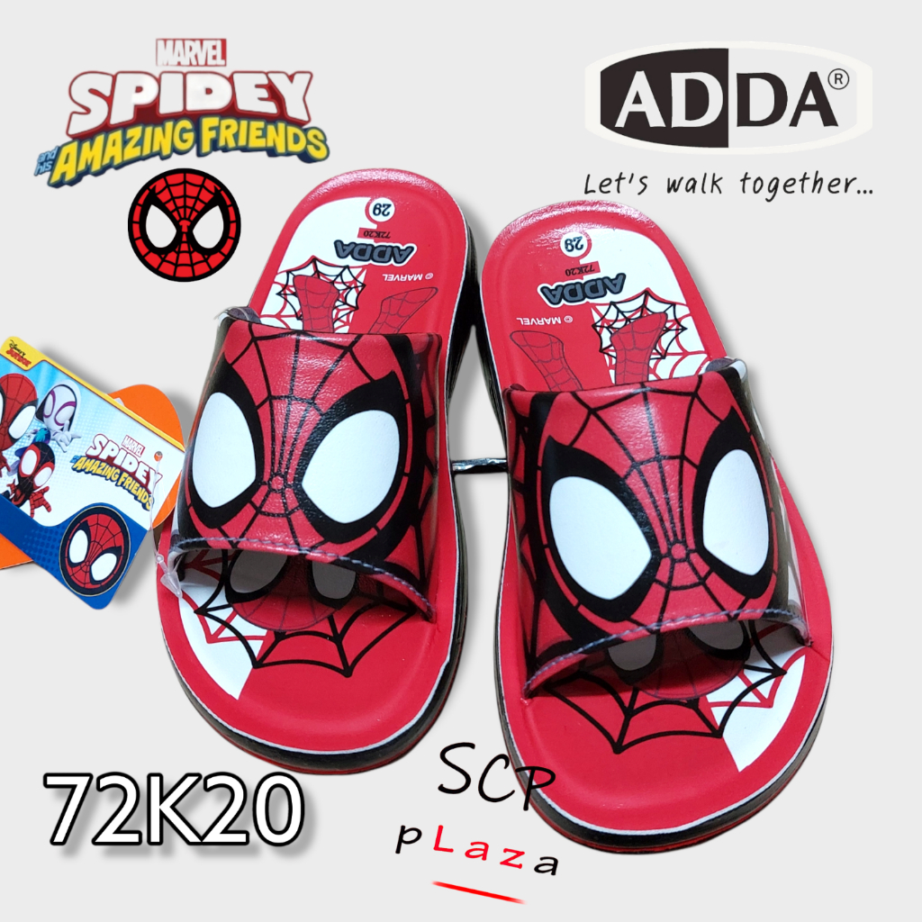 รองเท้าแตะเด็กแบบสวม ADDA 72K20 สไปเดอร์แมน Spiderman พื้นยางนุ่ม ใส่สบายแห้งไว เบอร์ 29-34