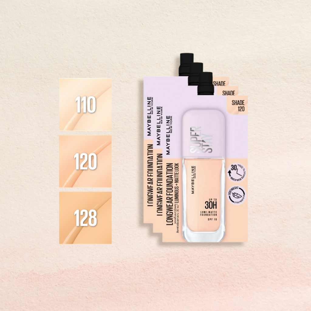 เมย์เบลลีน [1 ซอง] ซุปเปอร์สเตย์ ลูมิ-แมท ฟาวเดชั่นครีมรองพื้น Maybelline Superstay Lumi-Matte Foundation