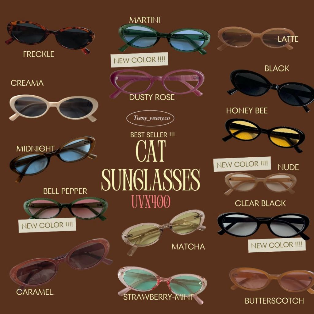 สีใหม่🌚🐝!! แว่นกันแดด TeenyWeeny.co➰ Best seller !✨🐈แว่นกันแดดรุ่น CAT รุ่นนี้เข้าได้กับทุกรูปหน้า! แว่นuvx400