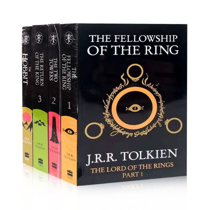4 เล่ม/ชุด The Fellowship Of The Ring Hobbit เรื่องราวและความสนใจ อ่านหนังสือต่างประเทศคลาสสิคนอกห้อ