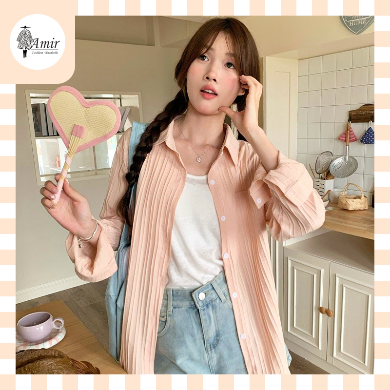เสื้อเชิ้ตผู้หญิง เสื้อแขนยาว ทรงหลวม กันแดด ผ้าใส่สบาย แมตช์ง่าย