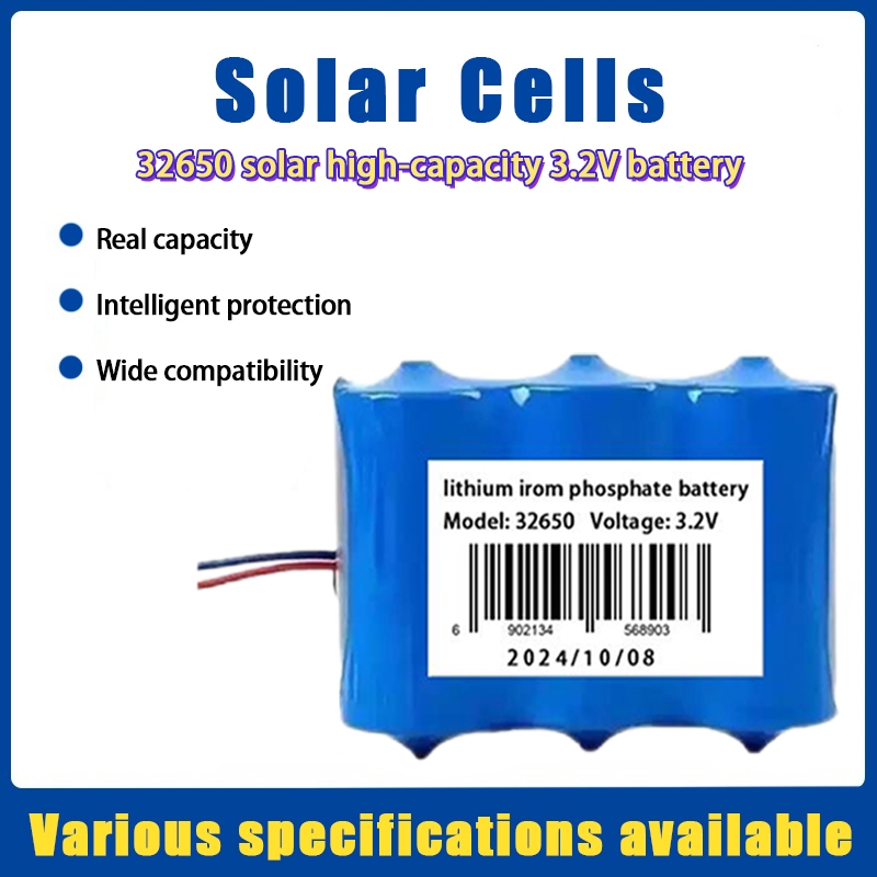 ถ่านลิเธียม 3.2V 32650 LiFePo4 6Ah 12Ah 18Ah 24Ah ติดตั้งกับไฟสนาม ไฟหยดน้ำ LED โซล่าเซลล์
