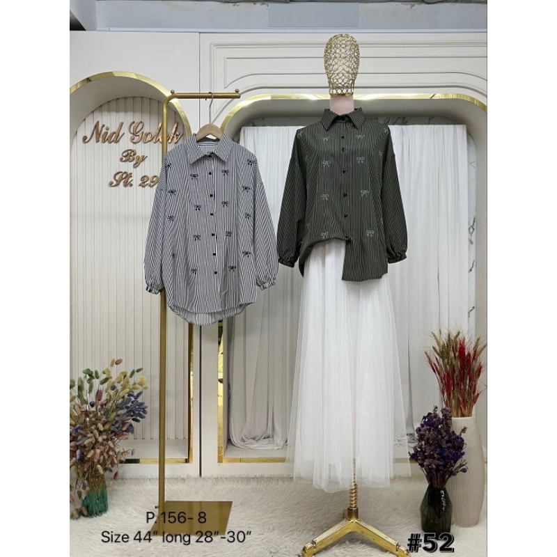 🎈ป้ายST29 F1/2 # 52 เสื้อแขนยาว เสื้อออกงาน คอปก แต่งกระดุมหน้า ลายชัด เก๋ #แฟชั่นมุสลิม #ชุดอองาน #