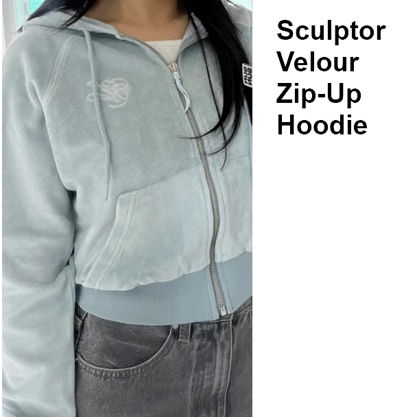 Sculptor Velour Zip-Up Hoodie (Baby Blue)