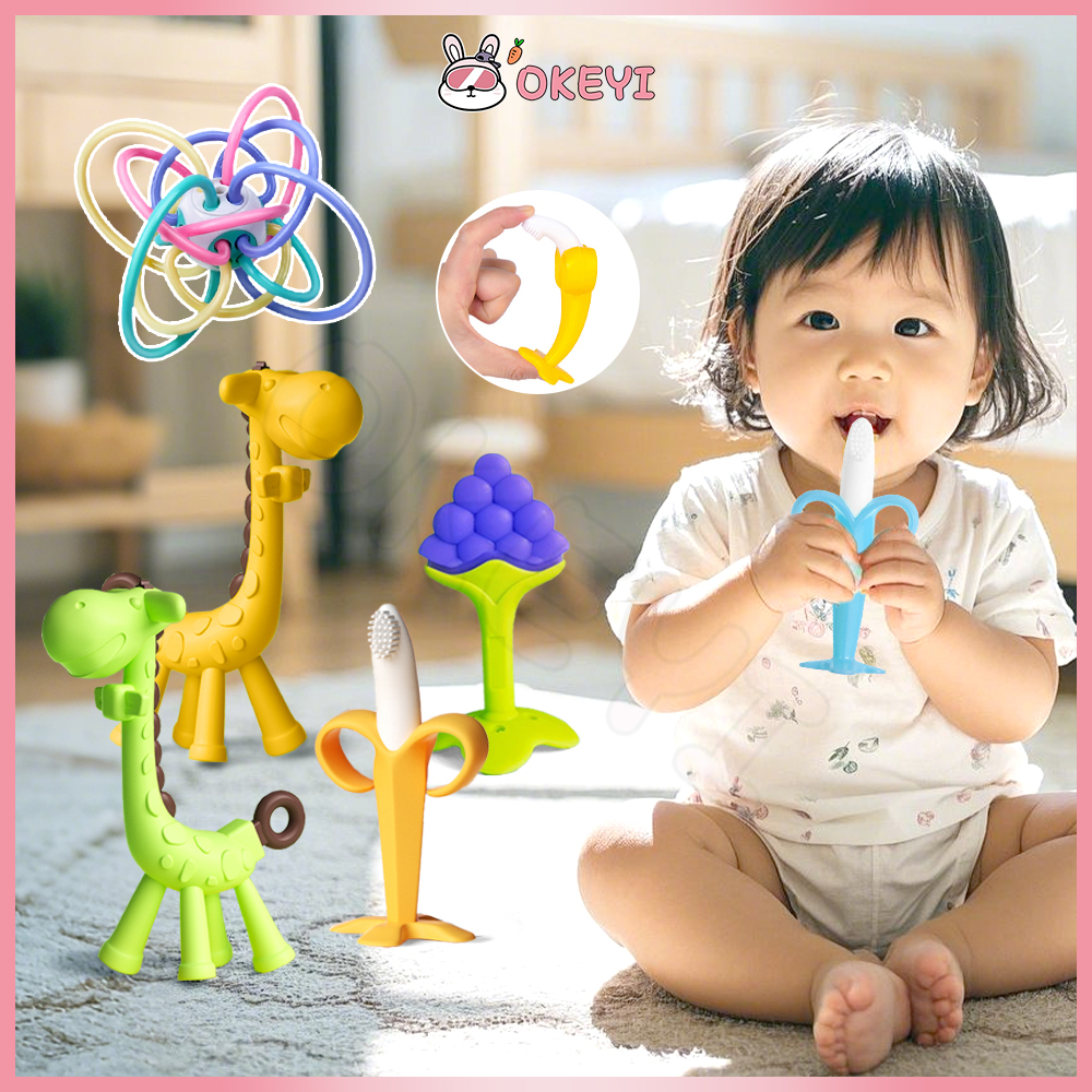 OKEYI ยางกัดเด็ก  ยางกัด นิ่มปลอดภัย ของเล่นเด็ก  ยางกัดซิลิโคนรูปผลไม้​ ของเล่นทารก ยางกัดกราม