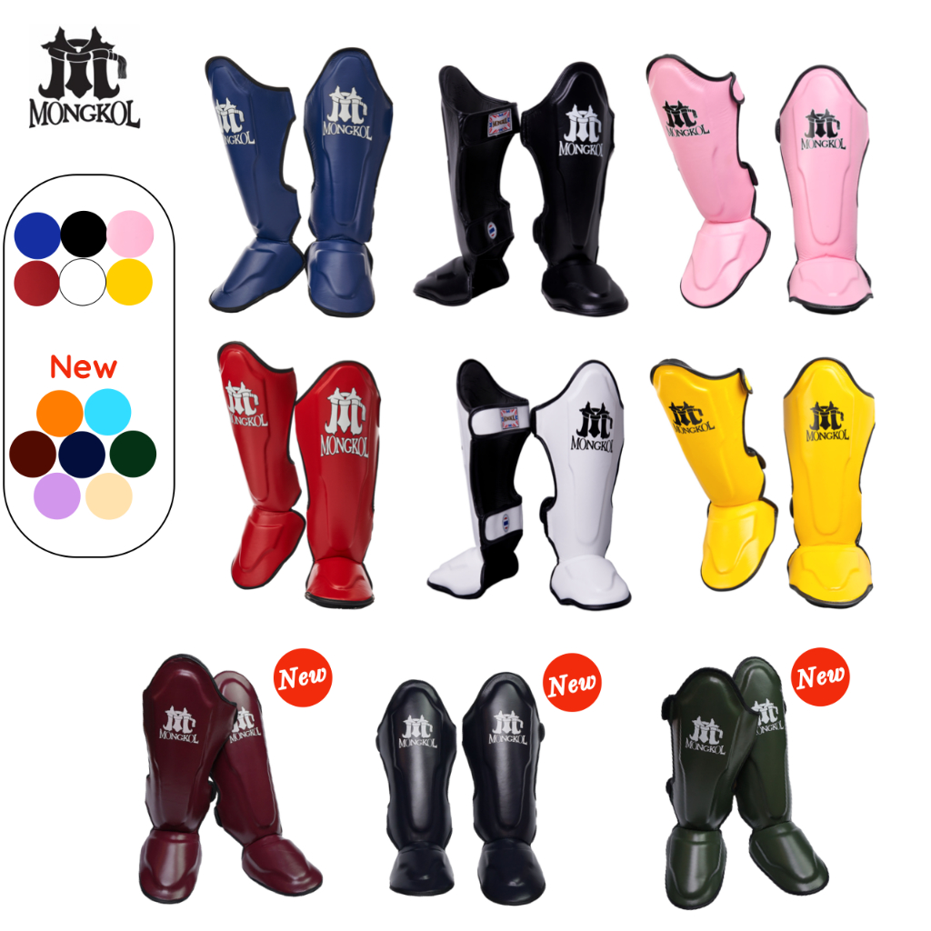 🇹🇭 (หนังแท้)สนับแข้งมวย ยาวมีปลายขา สนับแข้งมวยไทย /Shin Guards with premium leather light weight