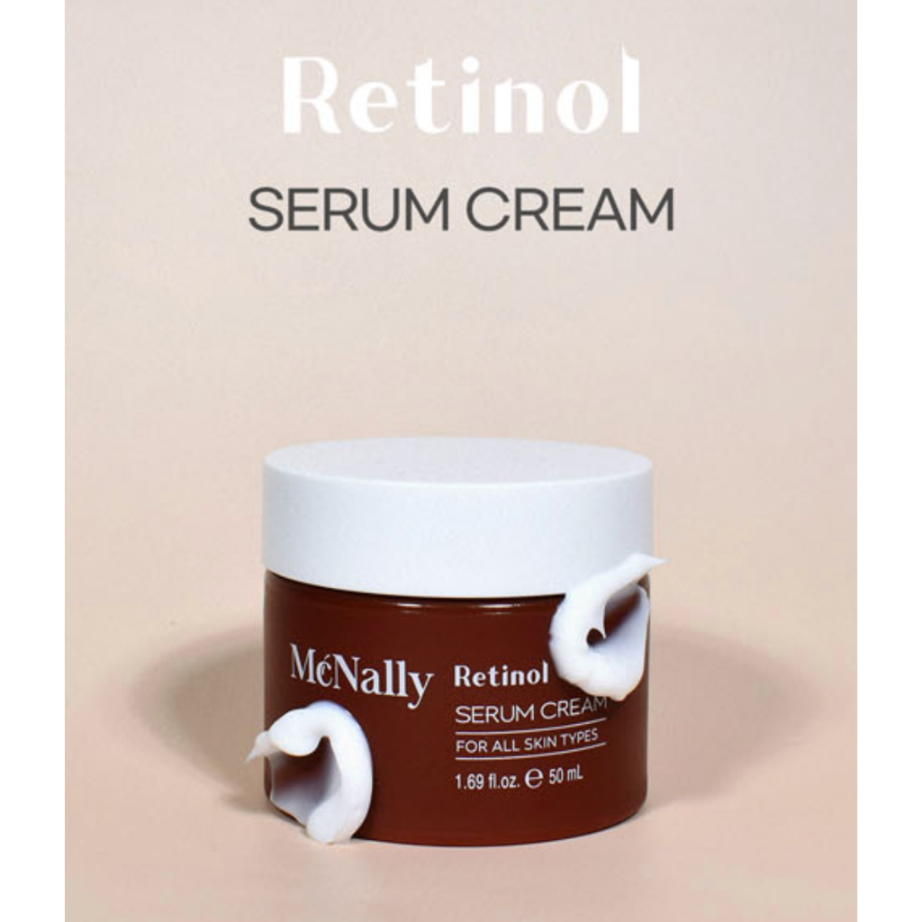 McNally Retinol Serum Cream 50mL เซรั่ม+ครีมในตัวเดียว เรตินอลช่วยลดเลือนริ้วรอย พร้อมสารบำรุงผิวชุ่