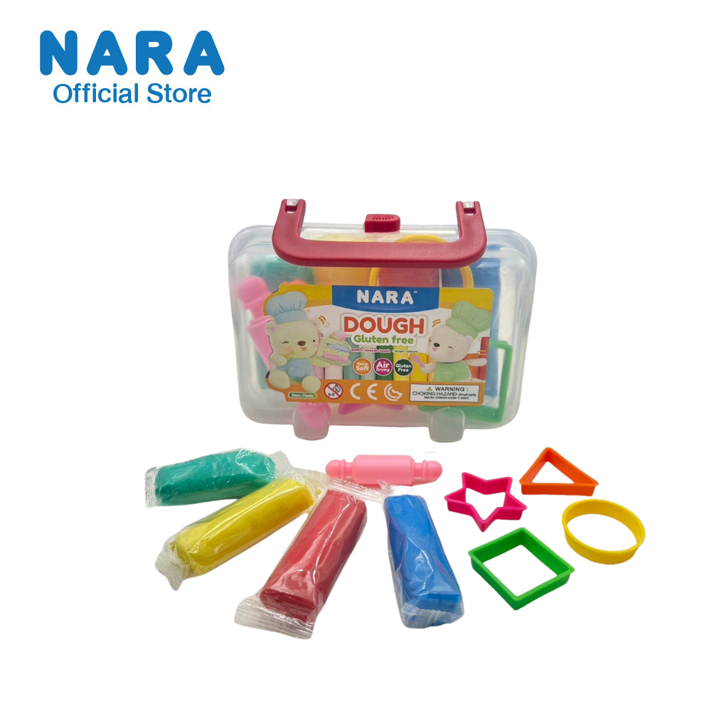 NARA Dough แป้งโดว์ไร้สารกลูเตน 4 สี ขนาดรวม 240 กรัม + อุปกรณ์ปั้นครบชุด