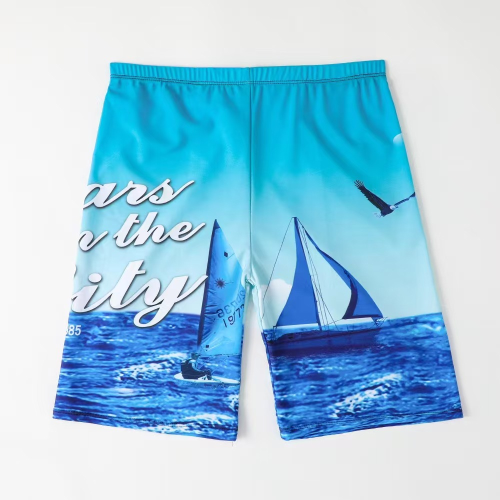 กางเกงว่ายน้ำชาย กางเกงว่ายน้ำทรงหลวม ผ้าแห้งไว swimming 100kg แฟชั่นพิมพ์ลาย#0683 - รูปที่ 3