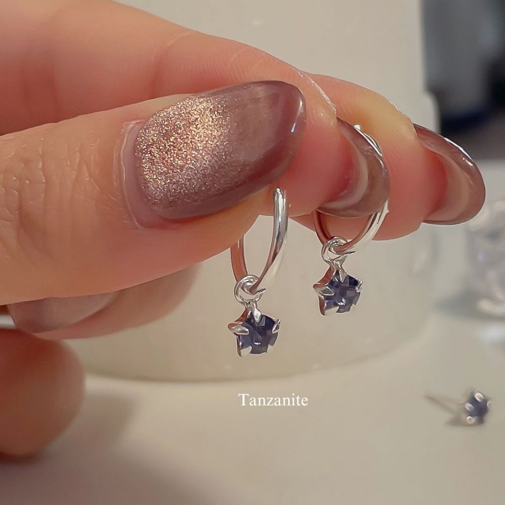 SissyJewelry // ต่างหูเงินแท้ ต่างหูห่วง ประดับ พลอยกลม 4mm - gem round 4mm hoop รูปที่ 2
