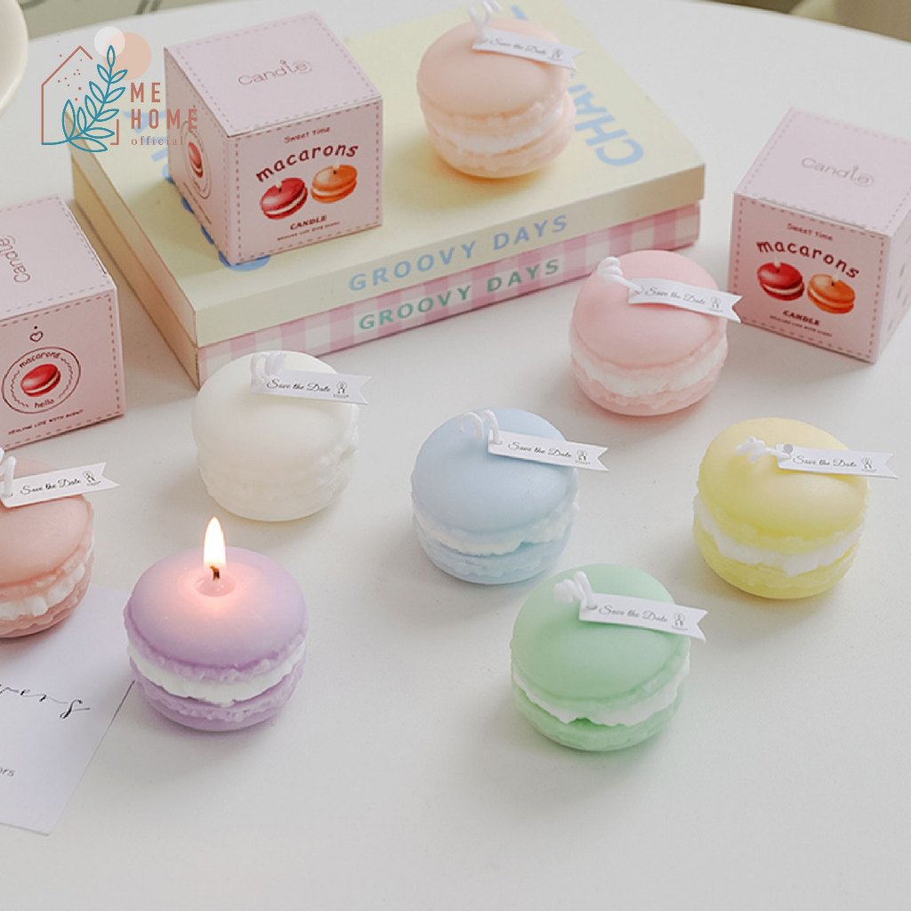 เทียนมาการองสุดน่ารัก สีพาสเทล หอมหวานสำหรับตกแต่งบ้าน เทียนหอม เทียนตกแต่ง - รูปที่ 6