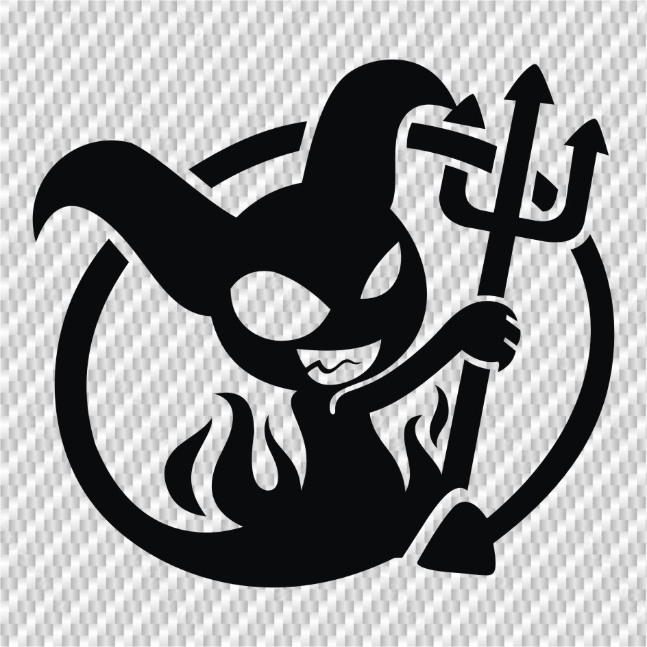 devil สติกเกอร์ติดรถ  พีวีซีกันน้ำ ขนาด 8 x 9 cm ราคา ชิ้นละ 19 บาท มีหลายสีให้เลือก **ไม่ใช่งานพิมพ์** - รูปที่ 2