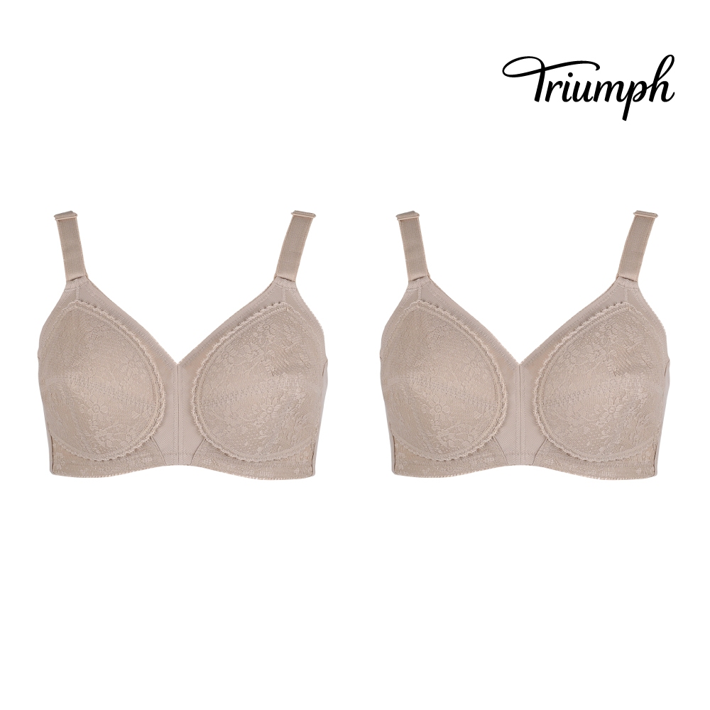 Triumph เซ็ตคู่เสื้อชั้นใน เสื้อชั้นในไม่มีโครง เต้าทรงซับฟองน้ำบาง รุ่น Form & Beauty 075 P รหัส 10001745 สีน้ำตาล