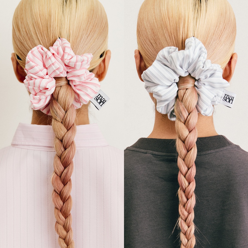 maison KEEPS | Dual Logo Scrunchie | ยางมัดผมลายทาง