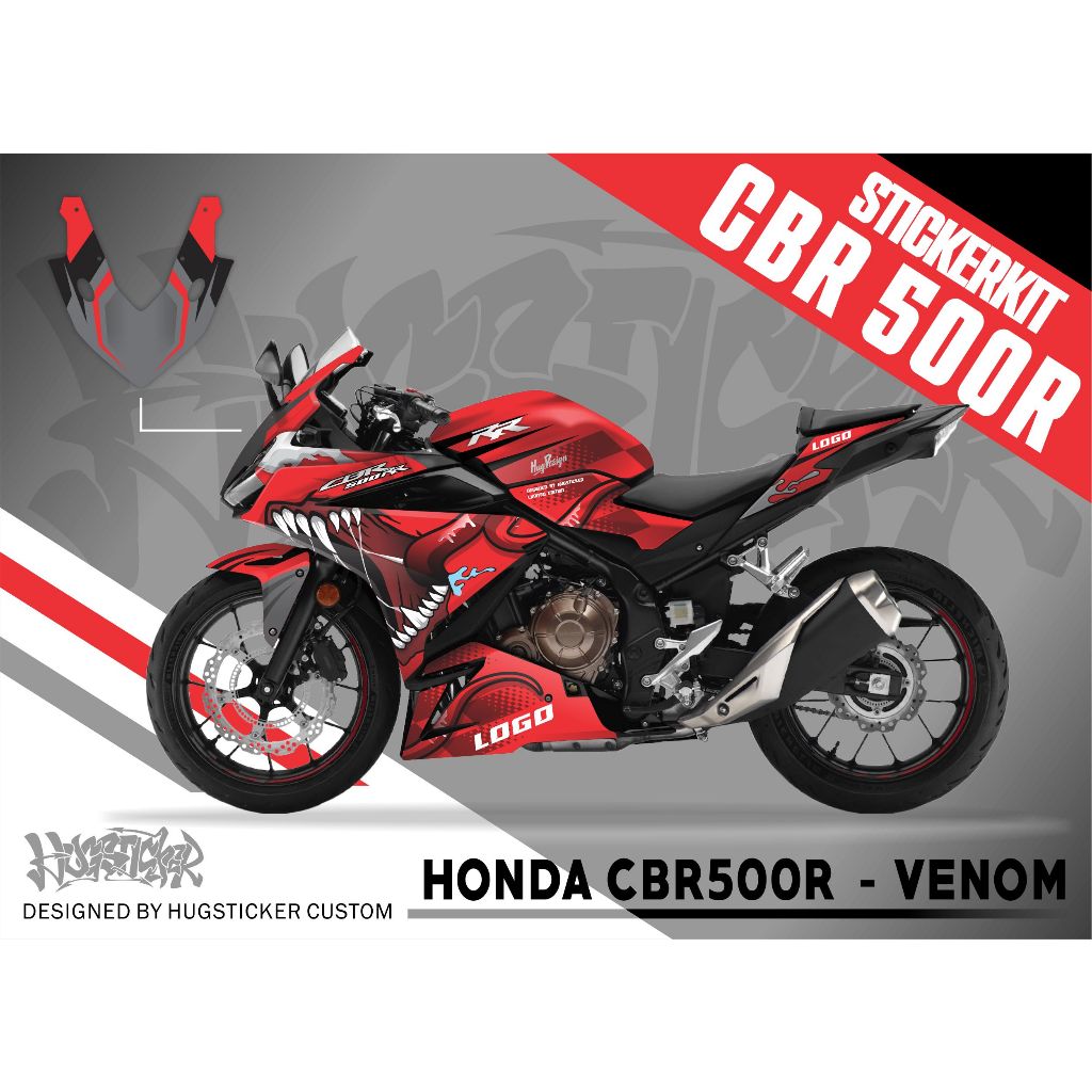 Hugsticker สติ๊กเกอร์ติดรถ สติ๊กเกอร์ CBR500R ลายเวน่อม (Venom)