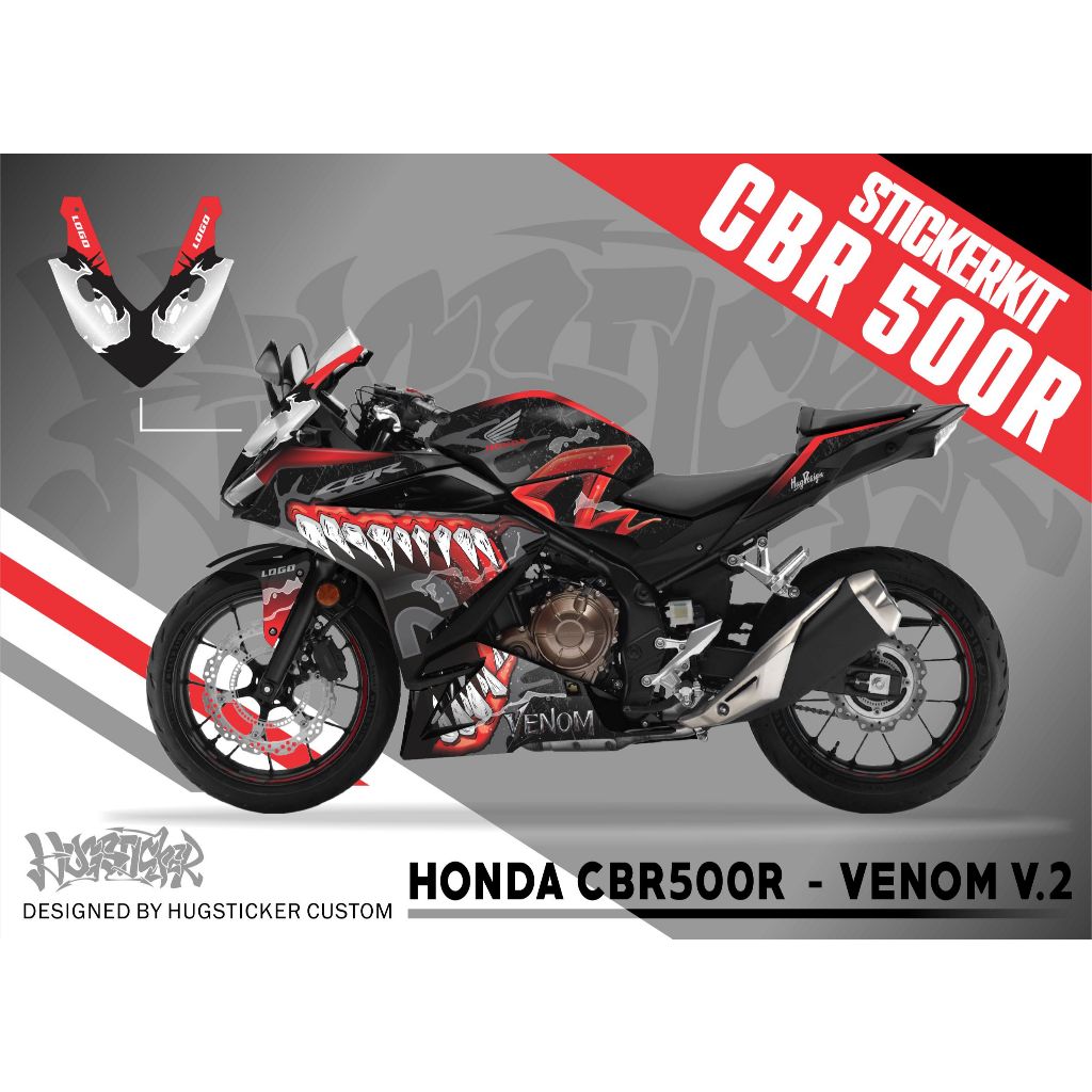 Hugsticker สติ๊กเกอร์ติดรถ สติ๊กเกอร์ CBR500R ลายเวน่อม (Venom V.2)