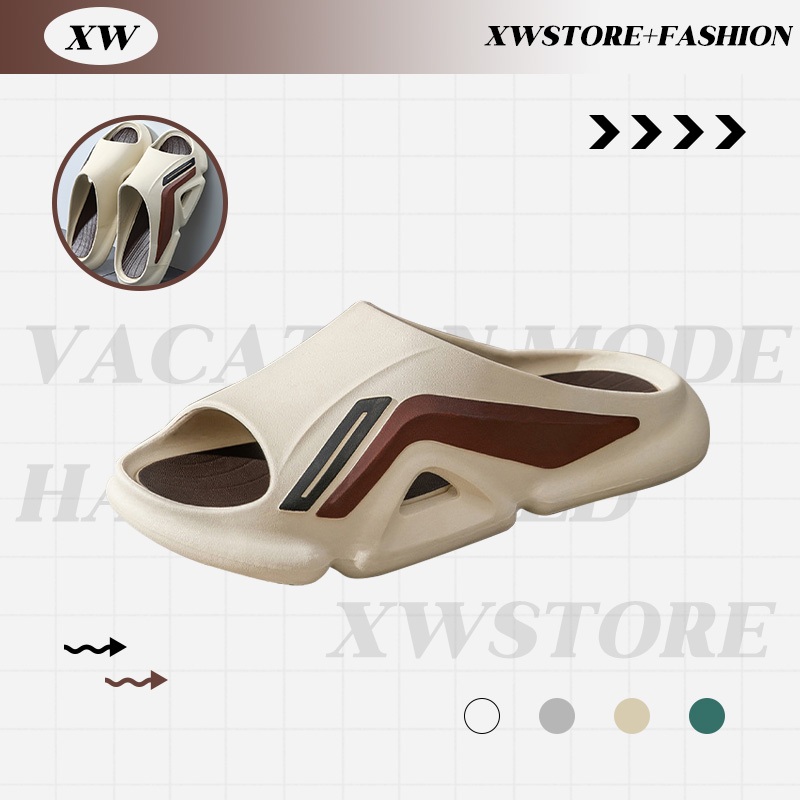 XWshopee รองเท้าแตะแฟชั่นผู้ชาย ดีไซน์ใหม่สุดเท่ ลวดลายไม่ซ้ำใคร วัสดุยางนุ่ม สวมใส่สบายโดยไม่ต้องบดเท้า มีจำหน่ายในสต็อ