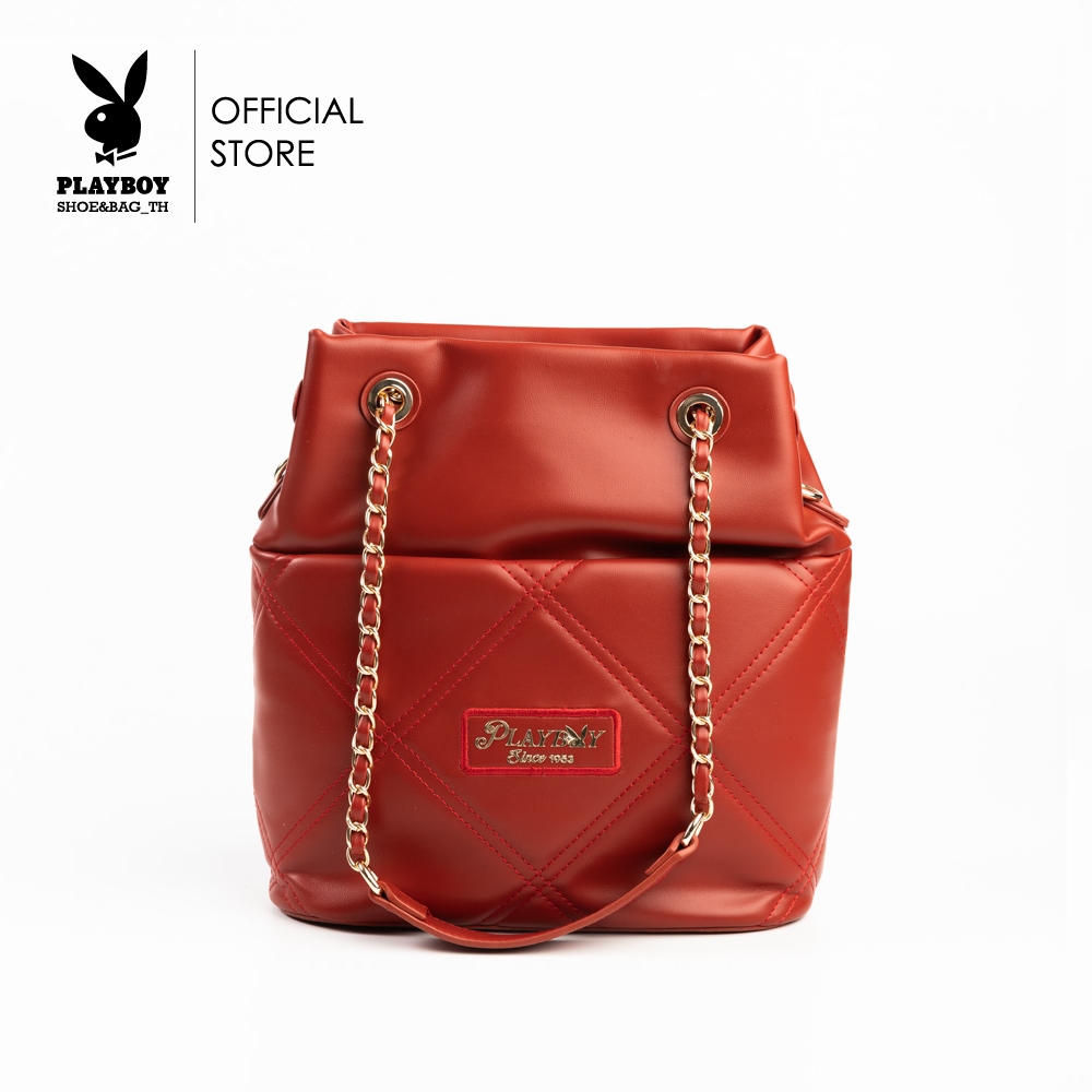 PLAYBOY รุ่น Amber Bag กระเป่าสะพายข้างผู้หญิง รหัส ST-B251PB607 ดีไซน์ทรง Bucket หนังบุนวม มี 3 สี