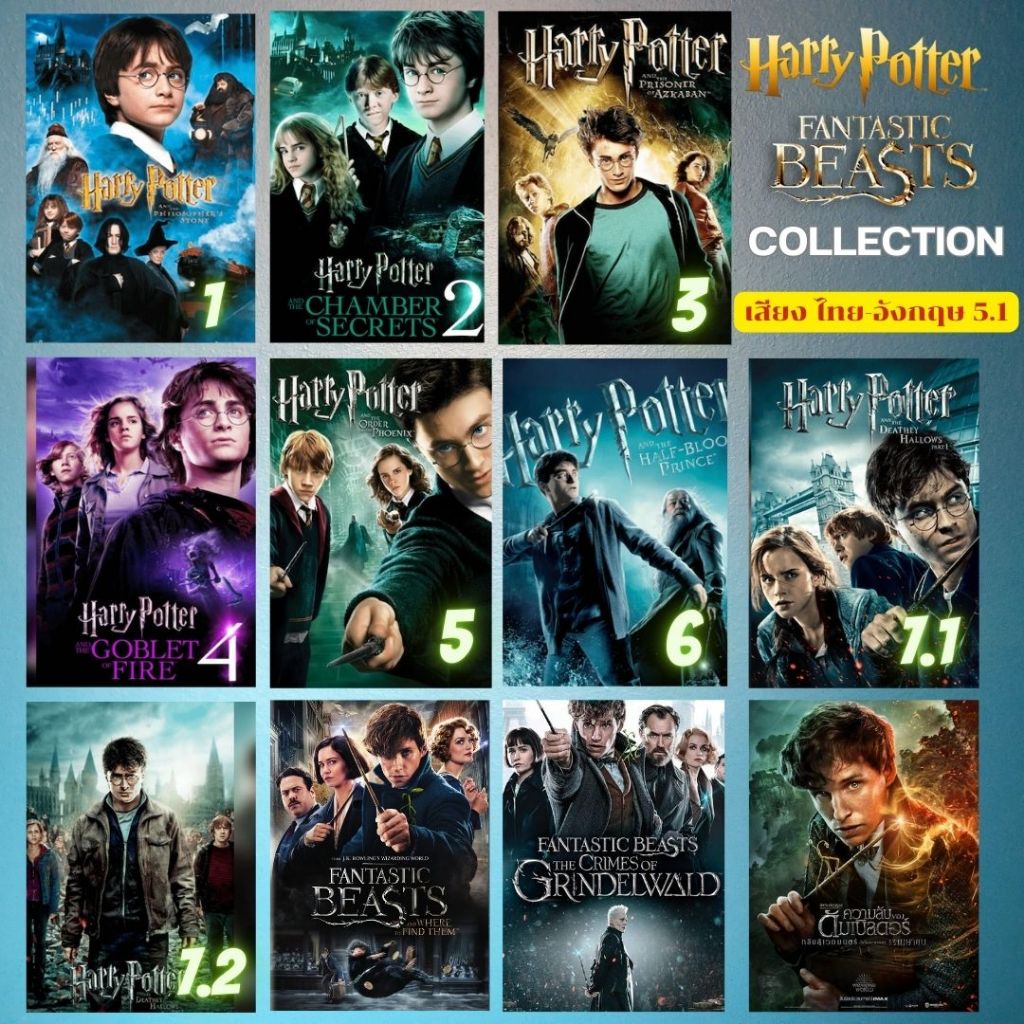 Flash Drive Harry Potter Collection +Fantastic Beasts 3 เรื่อง เสียง ไทย-อังกฤษ ภาพ FULL HD 1080p บรรจุอยู่ใน Flash Driv