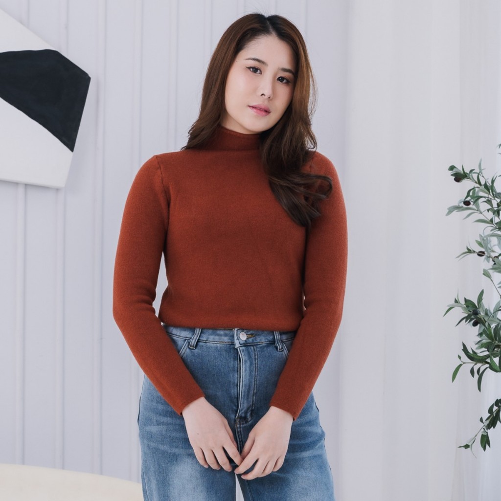 SNOWCOVER - SC197 Jelly Sweater เสื้อไหมพรมคอปีน ด้านในทอบุขนแบบนุ่มลื่น  ผ้าหนานุ่ม ใส่อุ่น สีสวยน่ารัก