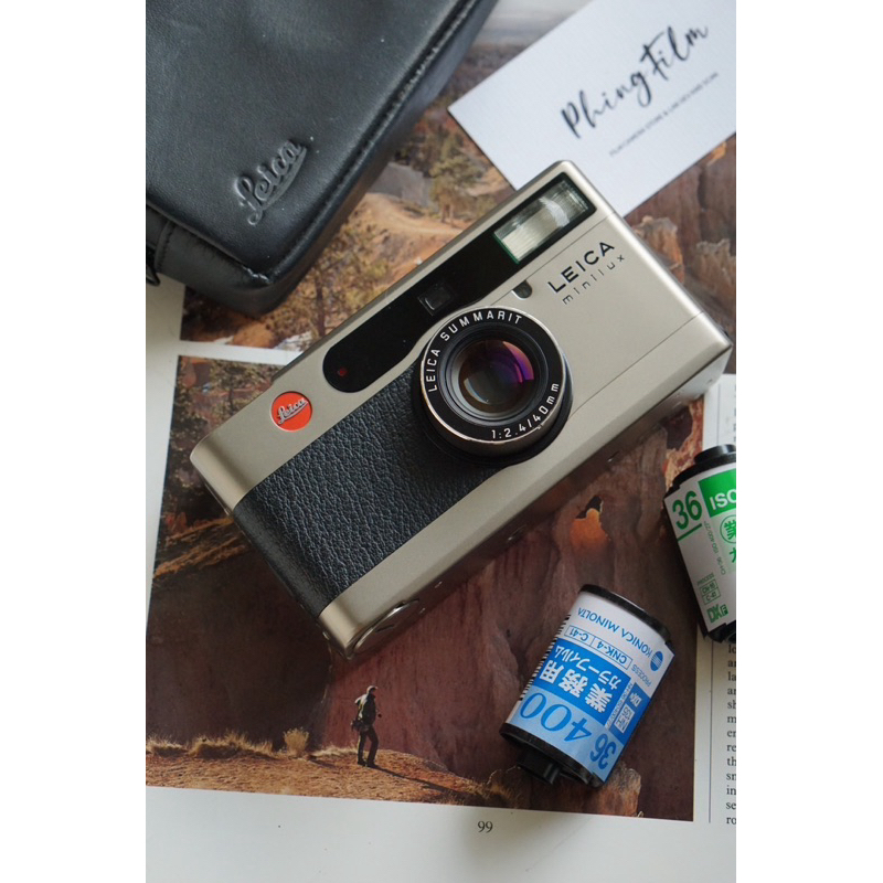 กล้องฟิล์ม สภาพสวย เหมาะสะสม LEICA MINILUX & LEICA LEATHER CASE