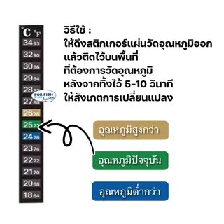 สติกเกอร์แผ่นวัดอุณหภูมิน้ำ ตู้ปลา อ่างปลา Thermometer Strip เทอร์โมมิเตอร์ แบบสติกเกอร์ วัดอุณหภูมิแปะตู้ปลา