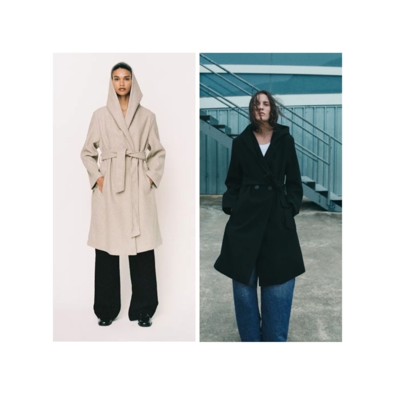 Zara​ Soft Hooded Belted Coat เสื้อโค้ทมีฮู้ด​ มือ1