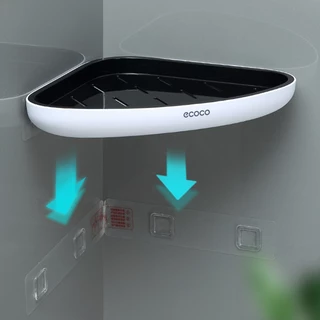 ecoco ชั้นวางของในห้องน้ำ ที่วางของในห้องน้ํา การออกแบบกลวง กันน้ำกันขึ้นรา ที่วางของเข้ามุมสามเเหลี่ยม รุ่น E2030
