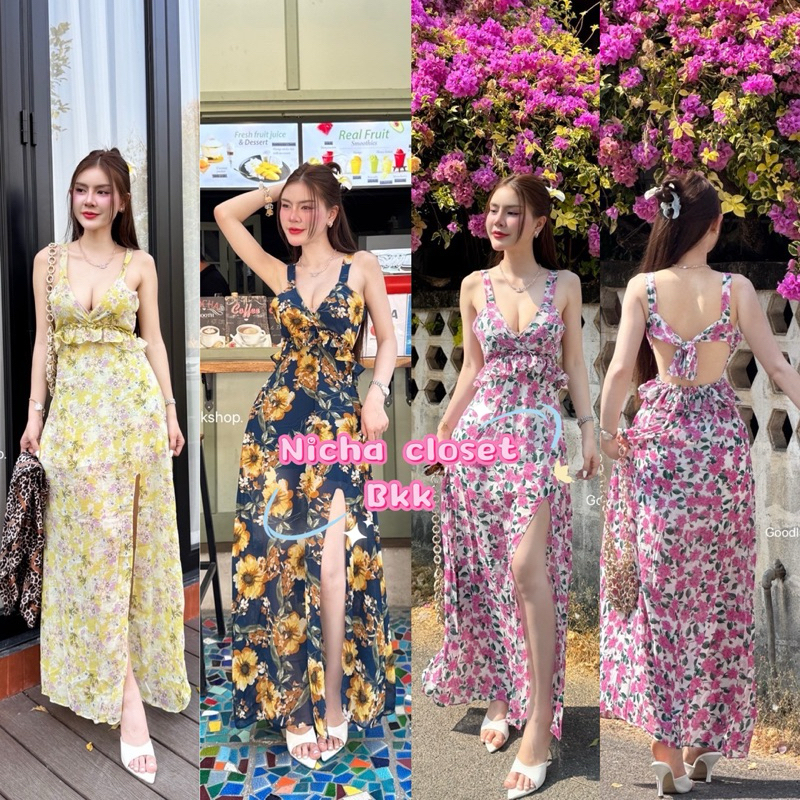 OOTD SUMMER 🏝️⛱️Dress 🌼🌺ชีเสริฟความสดใส 🌈 เดรสยาวผ้าชีฟองลายดอก💐 ชุดไปทะเล เดรสลายดอก ทะเล ชุดไปคาเฟ่