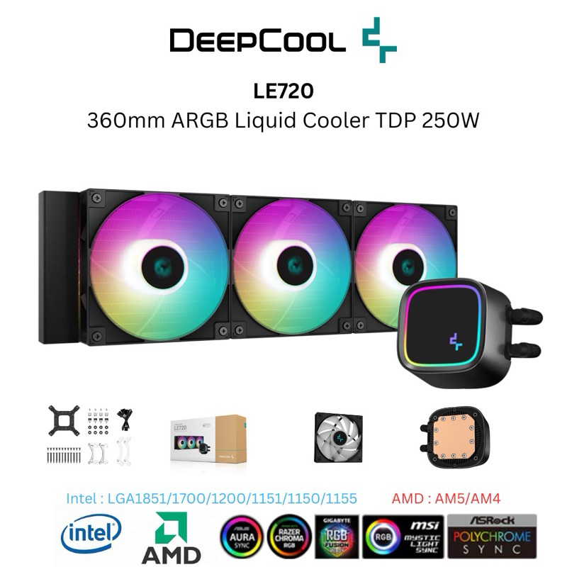 DeepCool LE520 & LE720  ARGB CPU Cooler pump ชุดน้ำปิด AIO สินค้าใหม่ ส่งในไทย มีประกัน